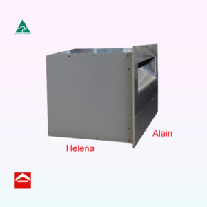 Rectangular letterbox for besser block with stainless steel front plate. 390w x 200h x200d