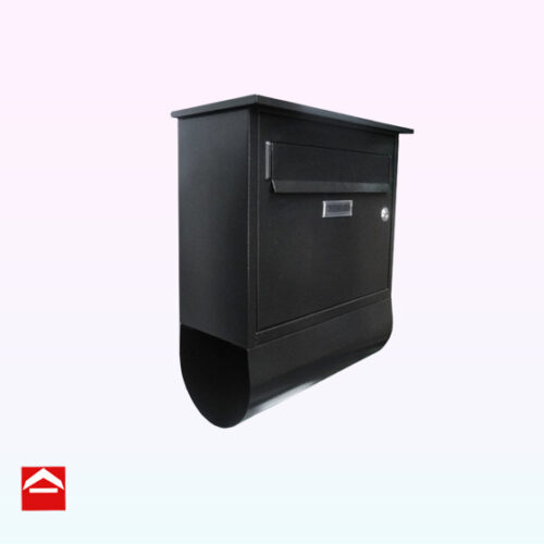 Mild steel front opening letterbox with newspaper holder below. This is an imported product.