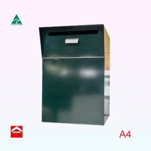 Front view of the rear open mail/parcel chest 400mm wide x 400mm deep x 600mm high with a parcel chute