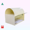 Angled rear view of Dome rear opening rectangular letterbox with mail inside. 350mm wide x 250mm deep x 295mm high