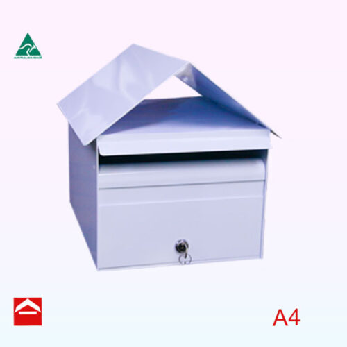 Front of Farndale front opening rectangular letterbox 285mm wide x 370mm deep x 300mm high — to the apex of the roof