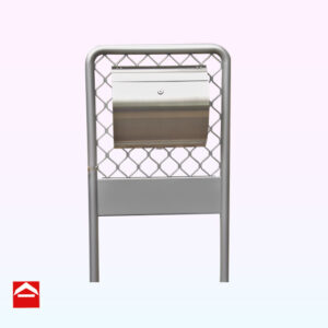 Slimline Stainless steel letterbox with curved front on mesh post