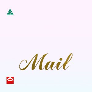 Gold mail sticker in cursive font