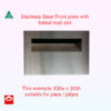 Marine grade stainless steel front plate with folded in mail slot for a pier or pillar 300w x 200h