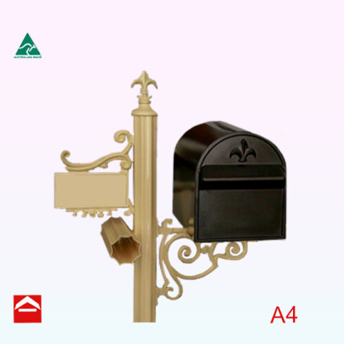 Treasure rear open A4 letterbox on a Deluxe post.